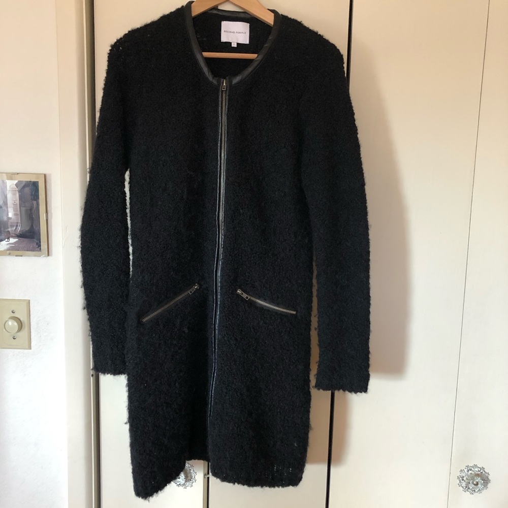 Second Female boucle zip up cardigan